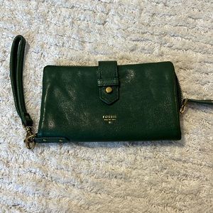 Fossil, green leather wallet